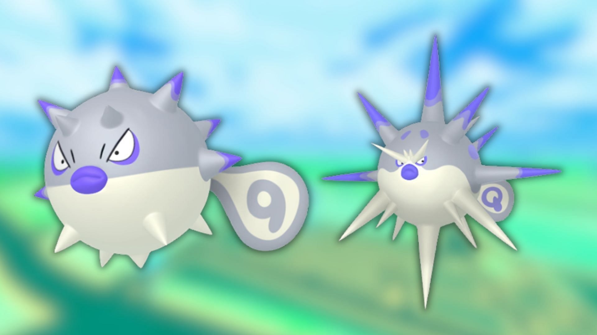 Shiny Hisuian Qwilfish and shiny Overqwil (Image via The Pokemon Company)